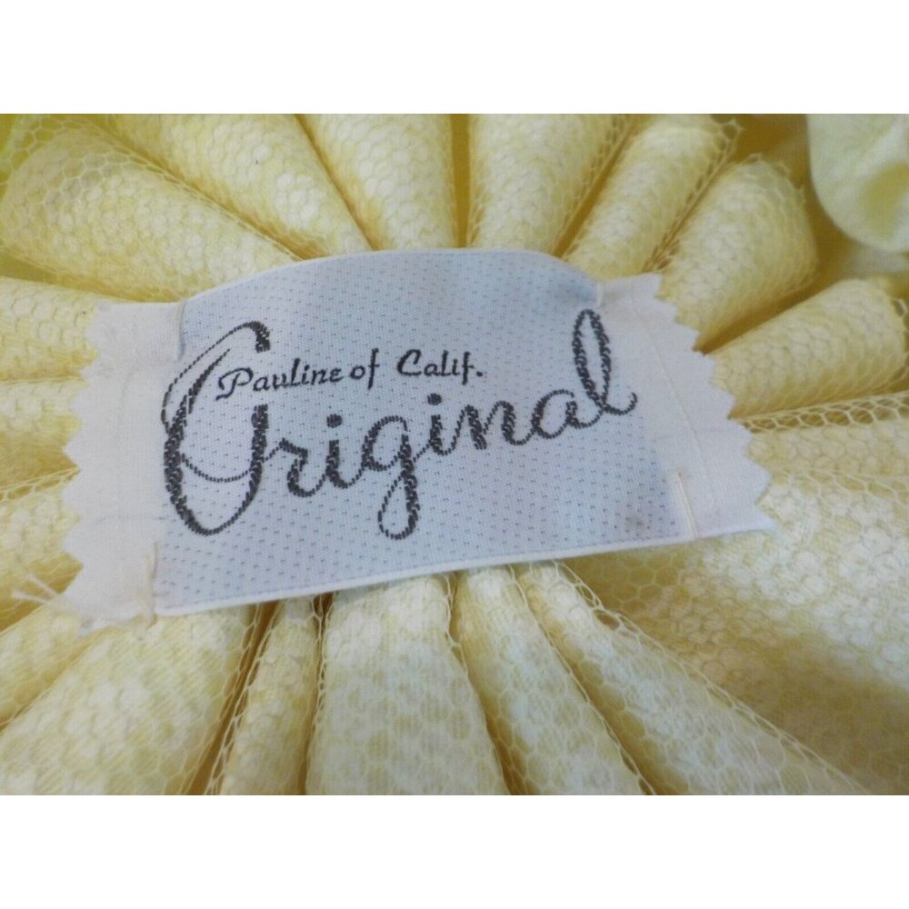 Vintage Pauline of California Original Yellow Fabric Netted Gathered Bonnet Hat - Picture 6 of 7